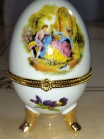 Beautiful flower, egg-shaped porcelain jewelry box with baroque pattern