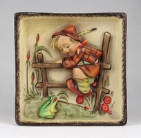 1R686 old hummel boy with frog wall picture 12.3 X 12.3 Cm