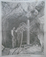 D203427 p264 Bányászat - A gyémántfúró   -  fametszet egy 1866-os újságból