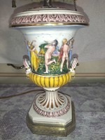 Beautiful vintage copper and porcelain empire complete table lamp