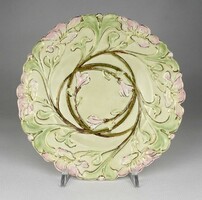 1R688 antique marked floral decorated Highland dressing gowns majolica plate decorative plate 20.5 Cm