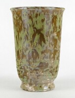 1R735 Régi csorgatottmázas art deco Gádor jellegű kerámia kupa pohár 12.5 cm