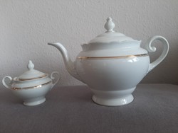 Szép aranyozott régi RTK Csehszlovák porcelán nagyobb teáskancsó és cukortartó