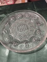 Ritka egyedi horoszkópos üveg tortatál kínáló 28,5 cm