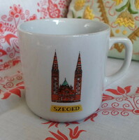 Zsolnay porcelain mug: Szeged inscription, Szeged Cathedral 2.