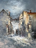 László Bubelényi (1953-2018) winter alley 50x35