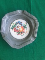 Porcelán berakásos ón hamutartó
