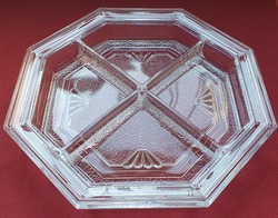 Üveg szögletes kínáló tálaló osztott tál tányér asztalközép