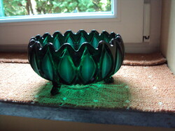 Üveg asztalközép, kínáló zöld színben