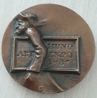 Hungexpo 1987 bronz emlékérem , plakett  Kiss György szigno 6 cm