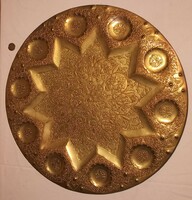 GAZDAGON DISZÍTETT RÉGI NAGYMÉRETŰ ARAB RÉZ TÁLCA 50CM