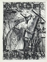 Kondor Béla (1931-1972): Illusztráció VII., rézkarc, oeuvre katalógus 61/55