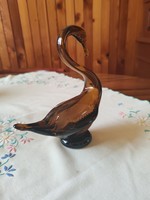 Dark amber colored glass swan, in perfect condition