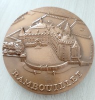 Francia Ramboulinett kastély és parkja bronz plakett  Baron Roger Bertrand metsző szignó