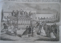 D203452 p348  A pesti lóvonatú  vaspálya - Lóvasút - fametszet egy 1866-os újságból