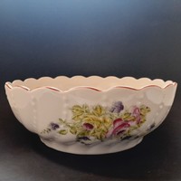 Gyöngyös, rózsa mintás pogácsás, koma tál, Cseh, 24 cm