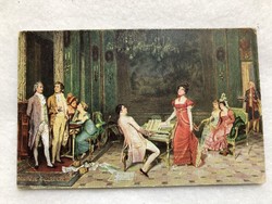 Antik, régi romantikus képeslap - Postatiszta                                            -2.