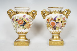 Nápolyi porcelán váza pár florális dekorral
