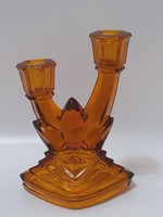 Brockwitz ard deco üveg gyertyatartó, Friedrich Scheiner tervezte, 18,5 cm