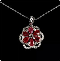 Ezüst medál valódi modern rubin 6db 4x6mm es kövekkel