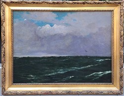 Mérő István (1873-1938): Viharos tenger,60x80 cm.