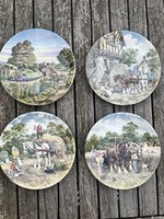 Angol Royal Worcester, Wedgwood vidéki életképes, lovas gyűjtői dísztányérok