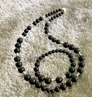 Fekete onix ásványékszer szett gyöngysor ásvány karkötő