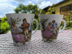 Retro romantikus jelenetes porcelán pohár 2 db eladó!