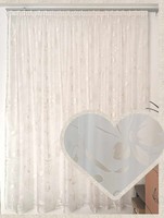 Tört fehér virágos nyírt organza függöny készre varrva ÚJ