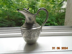 Antik angol BRITTANIA ezüstözött fém ötvözet díszes ,billenő fedeles kiöntú kézi gravírozással