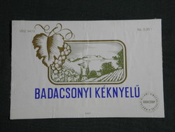 Wine label, Badacsony cellar winery, Badacsonyi kéknelyű, 0.35 l.