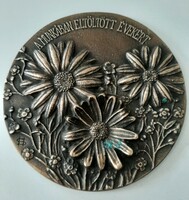 Munkában eltöltött Évekért  Bronz emlék plakett  H.S. szignóval  10 cm