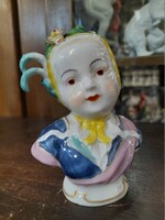 Alt Wien Austria 1860-1870,Kézi Festett Kislány Büszt Porcelán Figura,9 cm.