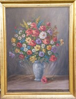 Parányi Pabar István  (1903-1979) - Virágcsendélet - Színpompás virágok vázában
