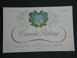Bor címke, Badacsony pince borgazdaság, Csopaki rizling, 0.7 l.