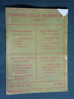 Bor likőr címke, Pécs pince borgazdaság, Pannonia rubin wermouth, 0.8 l.