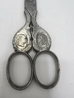 Ferenc József és Sissy olló Solingeni, XIX. századi, 15 x 5 cm-es. 5645