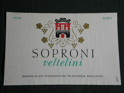 Bor címke, Badacsony pince borgazdaság,Soproni veltelini, 0.7 l.