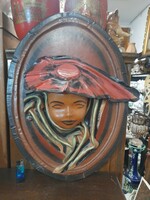 Necefor Zoltán Kalapos Nő Bőrkép.56.5 cm