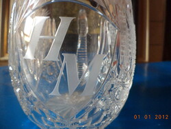 Magnificent H M Monogram Lead Crystal Mug! 8.
