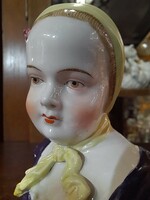 Alt Német,Germany Fasold & Stauch Bock Wallendorf Kislány Gyerek Porcelán Büszt Figura.10.5 cm.