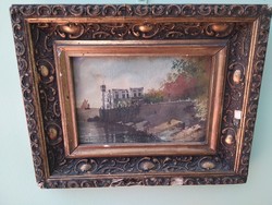 ANTIK FESTMÉNY EREDETI, ÜVEGEZETT KERETÉBEN, HIBÁTLAN 27 x 21 CM