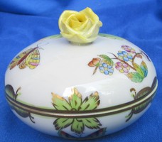 Herendi Viktória mintás bonbonier ,jelzett, 6,5 cm magas, átmérő 7.8 cm