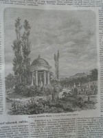 D203518 p545  Báró borbereki Alvinczi József síremléke Budán - fametszet egy 1866-os újságból + cikk