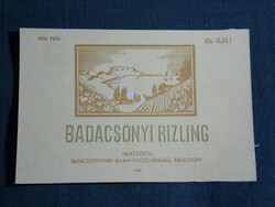 Bor likőr címke, Badacsony pince borgazdaság, Badacsonyi rizling, 0.35 l.