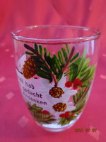 Kézzel festett üvegpohár, karácsonyi mintával, magassága 8 cm. Mariazell - emlék. Vanneki!