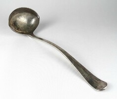 1R776 Antik nagyméretű ezüstözött merőkanál puncsos kanál 32.5 cm