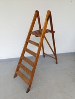 Antik kétágú fa létra könyvtár szobafestő bútor kinyitható 529 8985