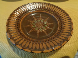 Óbányai  , világos barna , népi tányér  Teimel  József  munkája  29,5 cm
