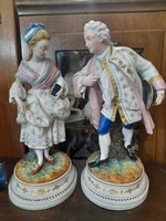 Francia Sevres Nagyméretű Barokk Luxus Porcelán Páros Szobor,Figura.33 cm.
